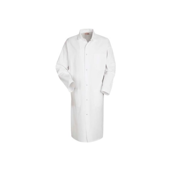 Vf Imagewear Red Kap Gripper-Front Butcher Frock, Top & 2 Lower Outside Pockets, White, Poly/Cotton Twill, 3XL - 4016WHRG3XL