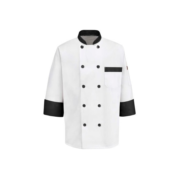 Vf Imagewear Chef Designs Garnish Chef Coat, White W/Black Trim, Polyester/Cotton, XL - KT74BTRGXL