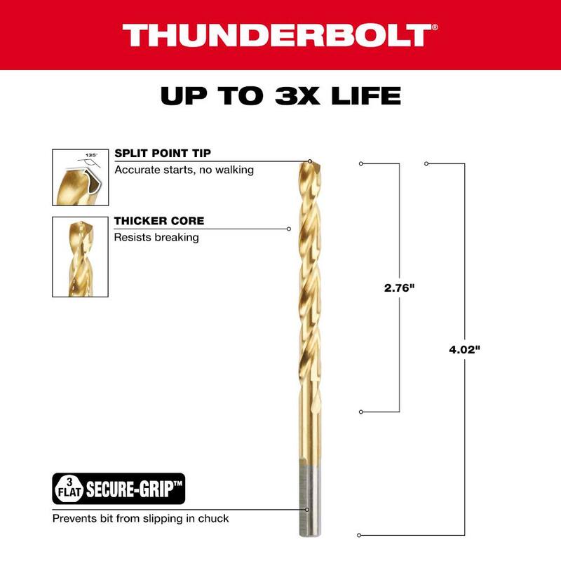 Broca helicoidal de titanio de 1/4 de pulgada de Milwaukee - 48-89-2213