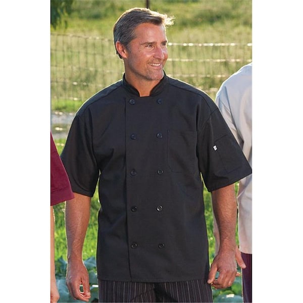 Nathan Caleb South Beach Short Sleeve Chef Coat in Black 2XLarge - NA584861