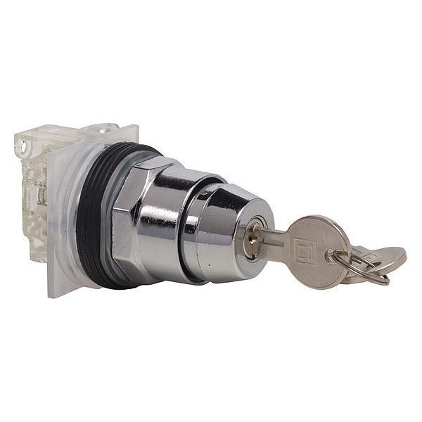 Schneider Electric Selector Switch sin iluminación, de metal, con llave, 3P - 9001KS53K5H1
