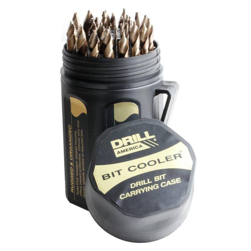 Juego de brocas escalonadas de cobalto de 29 piezas de Drill America en estuche redondo (1/16 - 1/2 x 1/64) - HDSC29J-PC.