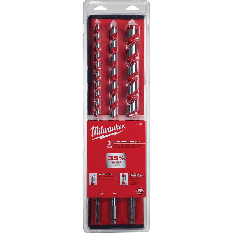 Juego de brocas para taladrar madera Milwaukee Ship Auger (3 piezas) - 48-13-3000