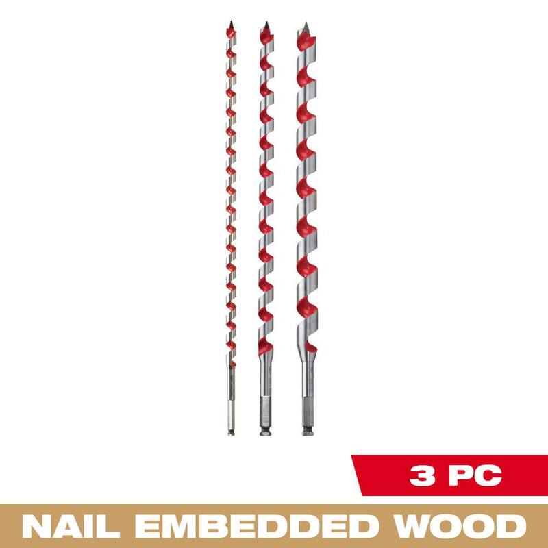 Juego de brocas para taladrar madera Milwaukee Ship Auger (3 piezas) - 48-13-3000