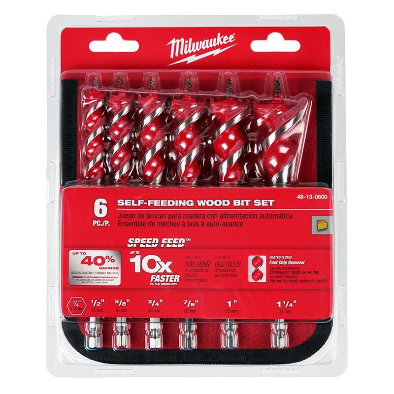 Juego de brocas para madera Milwaukee Auger Speed Feed (6 piezas) - 48-13-0600