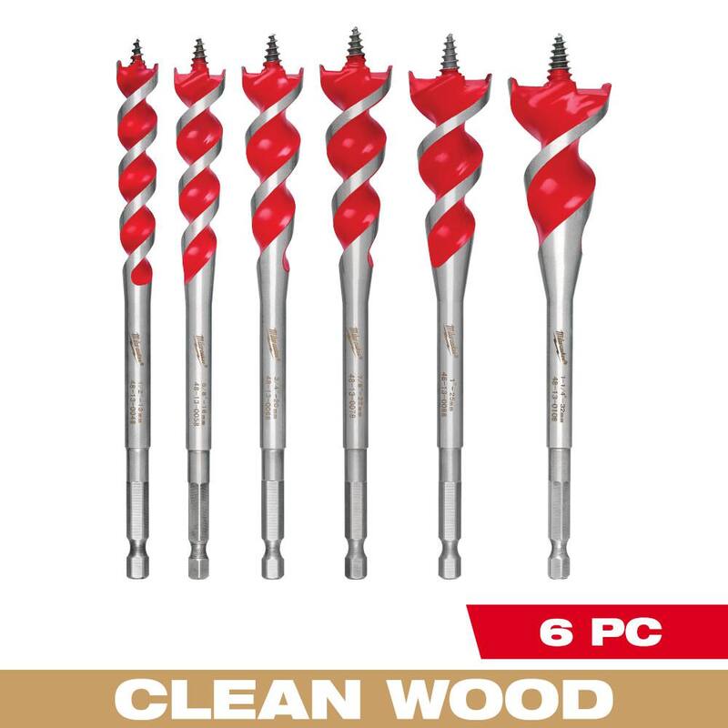 Juego de brocas para madera Milwaukee Auger Speed Feed (6 piezas) - 48-13-0600