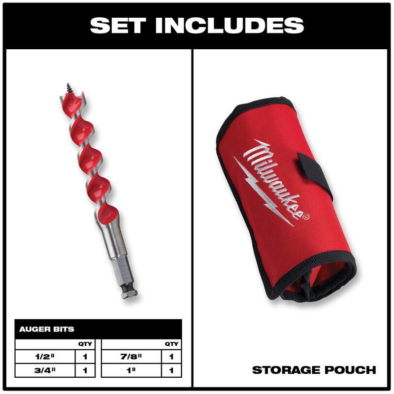Juego de brocas para perforar madera tipo helicoidal de Milwaukee (4 piezas) - 48-13-4000