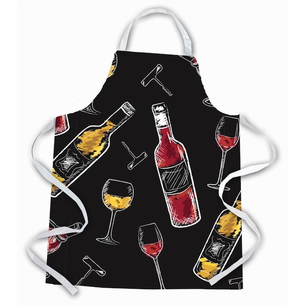 Carolines Treasures Red and White Wine on Black Apron - BB5197APRON