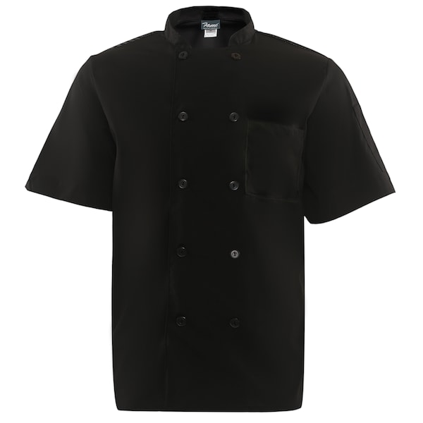Fame (A Delta Plus Group Company) Chef Coat, Mesh Back, C11PS, S/S, Black, LG - 83545