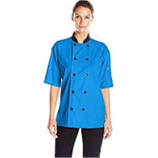 Charlotte Madison Uncommon Threads Womens Havana Chef Coat SS Mesh, Cobalt - Extra Large - CH2025493
