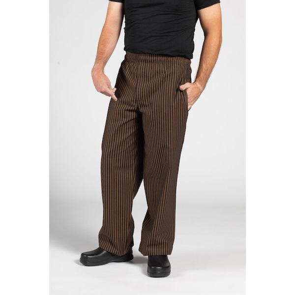 Uncommon Threads Yarn-Dyed Chef Pant Copper/Blk Stripe XL - 4003-3505