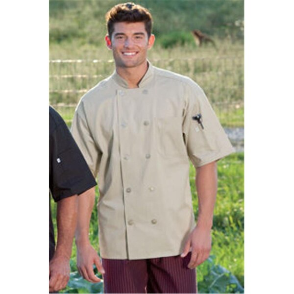 Nathan Caleb South Beach Short Sleeve Chef Coat in Stone - 2XLarge - NA2499374