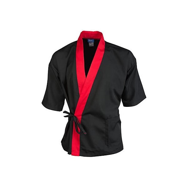 Allpoints Kng Xs Sushi Chef Coat Black/Red 3/4 Sleeve - 2129BKRDXS
