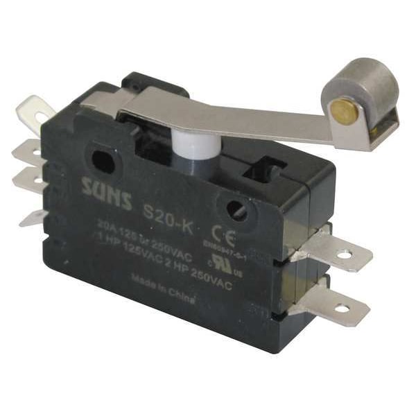 Interruptor de acción rápida industrial Zoro Select, rodillo de bisagra, actuador de palanca, DPDT, clasificación de contacto de 20A @ 240V CA - 5JEH8