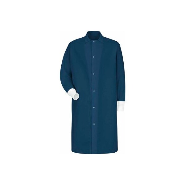 Vf Imagewear Red Kap¬Æ Gripper-Front Butcher Coat W/Knit Cuffs, Pocket-less, Spun Polyester, Navy, 2XL - KS60NVRGXXL