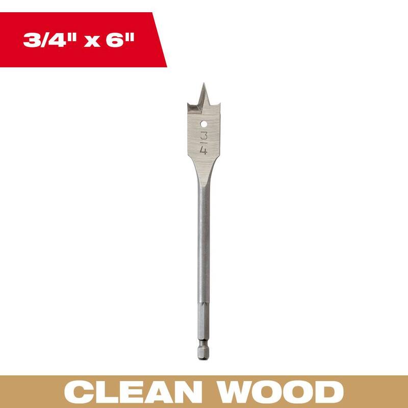 Broca plana para madera de acero de alta velocidad de 3/4 pulgadas x 6 pulgadas de Milwaukee - 48-27-0751