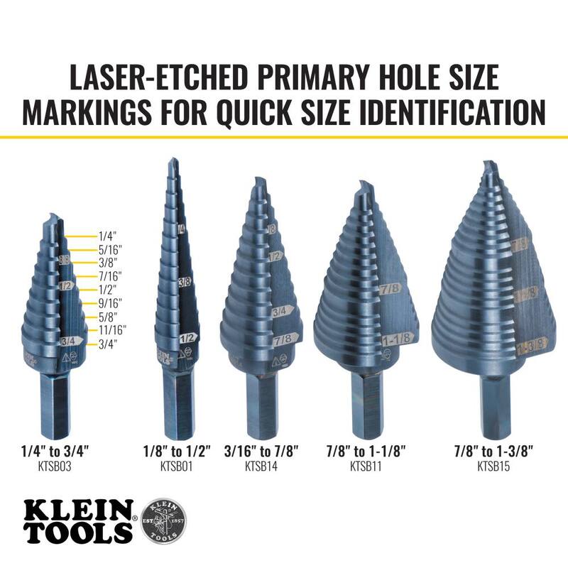 Broca escalonada de doble filo Klein Tools #3, 1/4 a 3/4 pulgadas - KTSB03