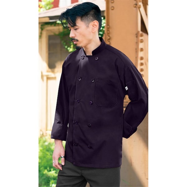 Nathan Caleb 5.25 oz 10 Button Classic Poplin Chef CoatEggplant Small - NA1238266