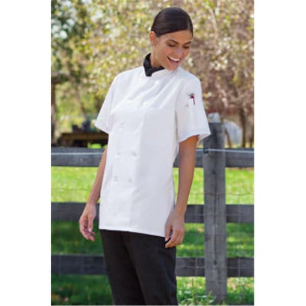 Nathan Caleb 3Extra Large Tahoe Ladies Short Sleeve Chef Coat in White - NA2489450