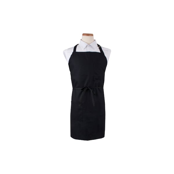 Ritz Chef's LinePRO Bib Apron 11.5" neckline 32" wide waist + 35" strings 32.5" Black - CL2PBIABK-1