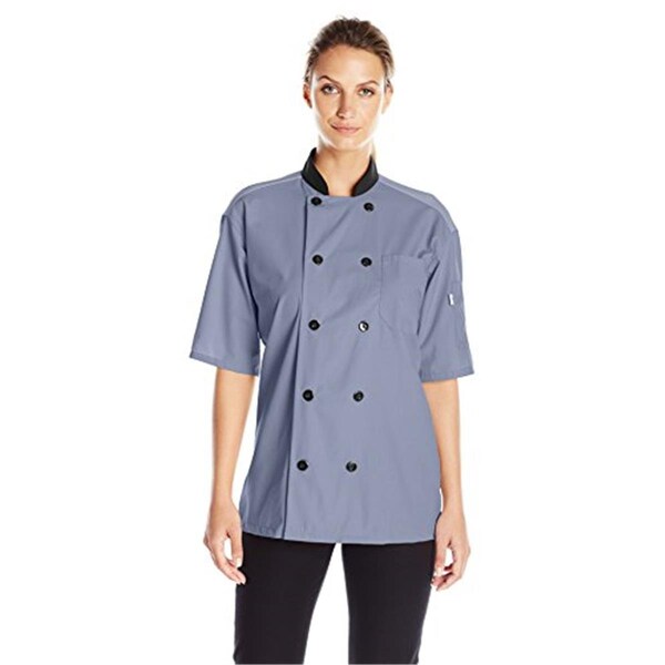 Charlotte Madison Uncommon Threads Womens Havana Chef Coat SS Mesh, Steel - Medium - CH2181282