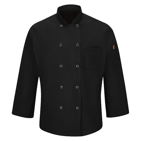 Red Kap Chef Coat, 2XL, Black - 042XBK RG XXL