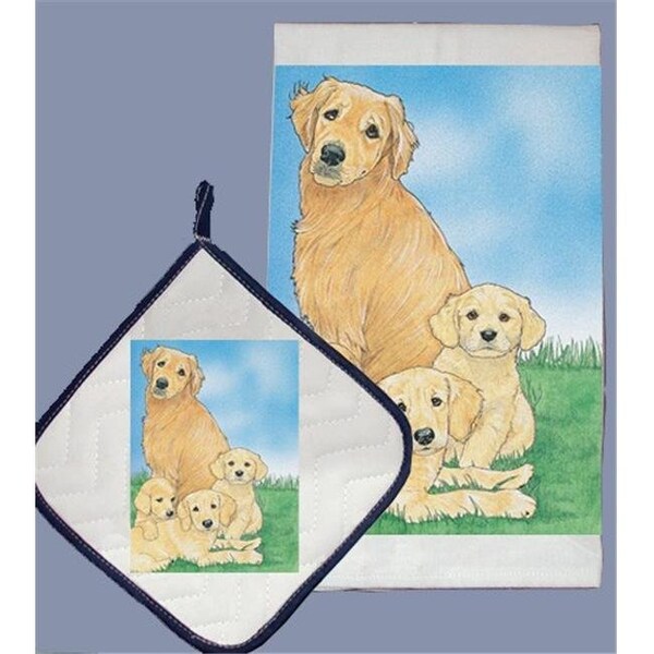 Pipsqueak Productions Pipsqueak Productions DP929 Golden Retriever Dish Towel And Pot Holder Set - DP929
