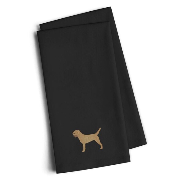 Carolines Treasures Border Terrier Black Embroidered Kitchen Towel, Set of 2 - BB3389BKTWE