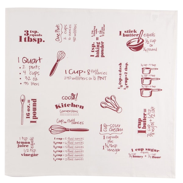 Kay Dee Kay Dee Cooks Kitchen Marsala Cotton Conversions & Equivalents Krinkle Flour Sack Towel 1 pk - R3243