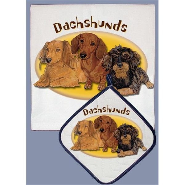 Pipsqueak Productions Pipsqueak Productions DP928 Dachshund Dish Towel And Pot Holder Set - DP928