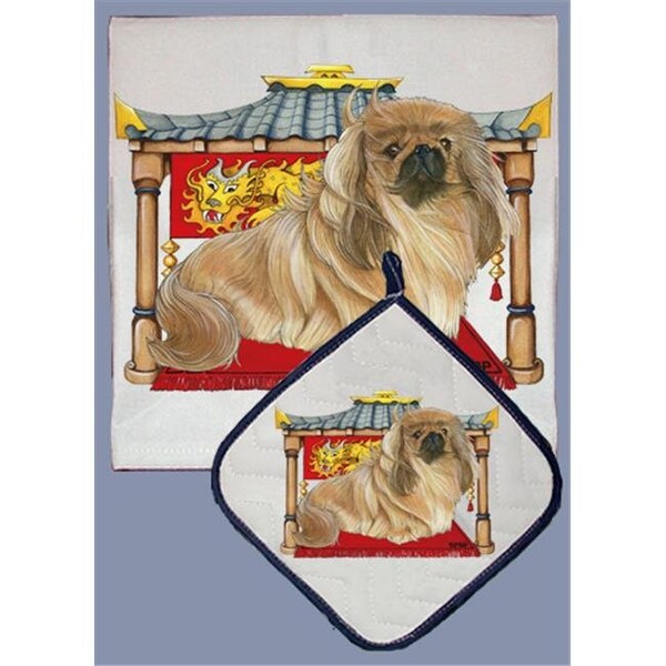 Pipsqueak Productions Pipsqueak Productions DP955 Dish Towel and Pot Holder Set - Pekingese - DP955