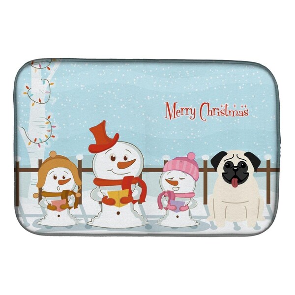 Carolines Treasures Merry Christmas Carolers Pug Cream Dish Drying Mat - BB2335DDM
