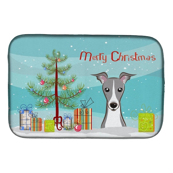 Carolines Treasures Christmas Tree & Italian Greyhound Dish Drying Mat - BB1608DDM