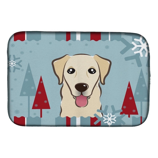 Carolines Treasures Winter Holiday Golden Retriever Dish Drying Mat - BB1748DDM