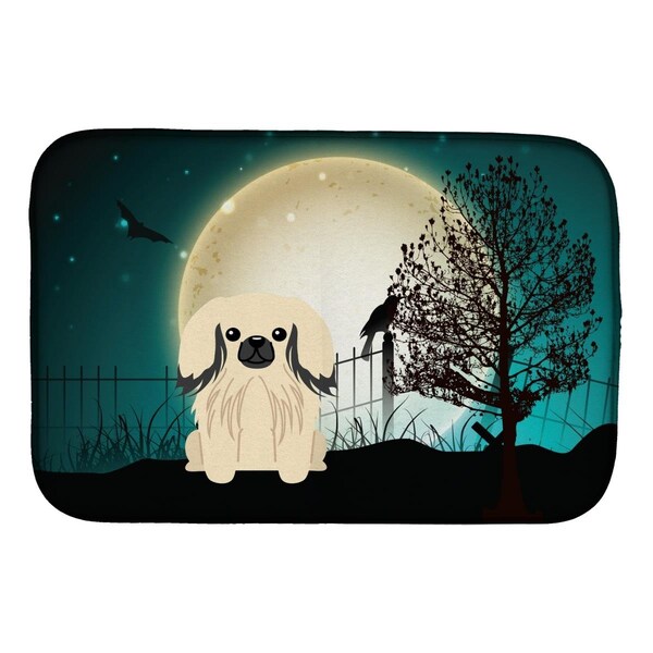 Carolines Treasures Halloween Scary Pekingnese Cream Dish Drying Mat - BB2296DDM