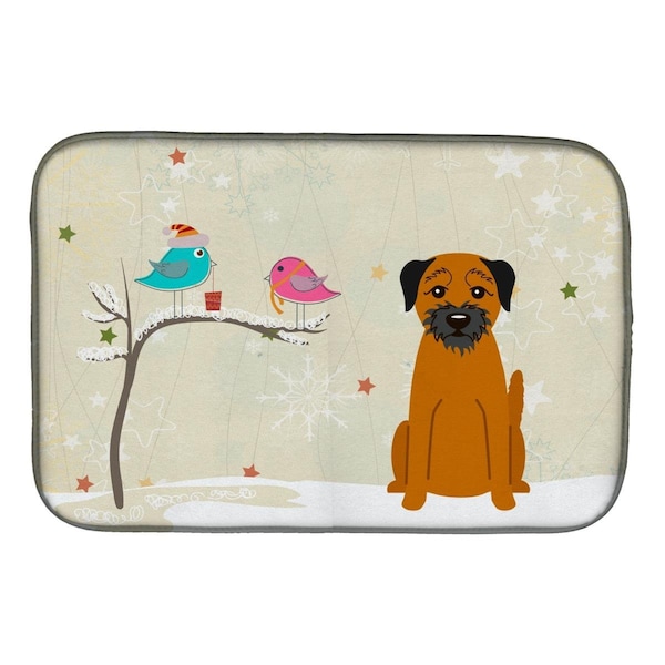 Carolines Treasures Christmas Presents Between Friends Border Terrier Dish Drying Mat - BB2511DDM