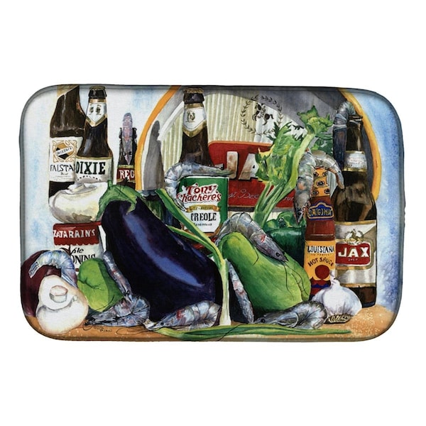 Carolines Treasures Eggplant & New Orleans Beers Dish Drying Mat - 1007DDM