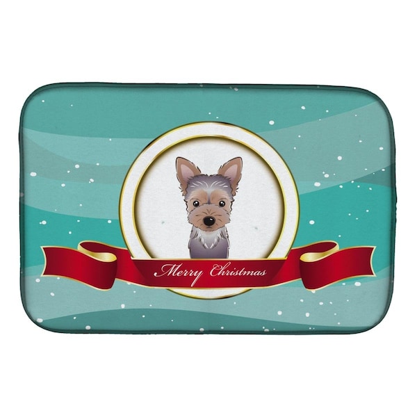 Carolines Treasures Yorkie Puppy Merry Christmas Dish Drying Mat - BB1542DDM