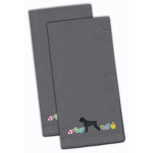 Carolines Treasures Giant Schnauzer Easter Gray Embroidered Kitchen Towel - CK1646GYTWE