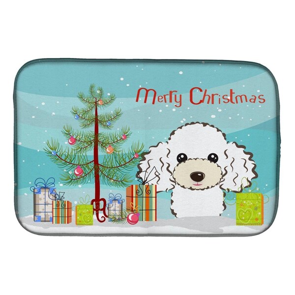 Carolines Treasures Christmas Tree & White Poodle Dish Drying Mat - BB1629DDM