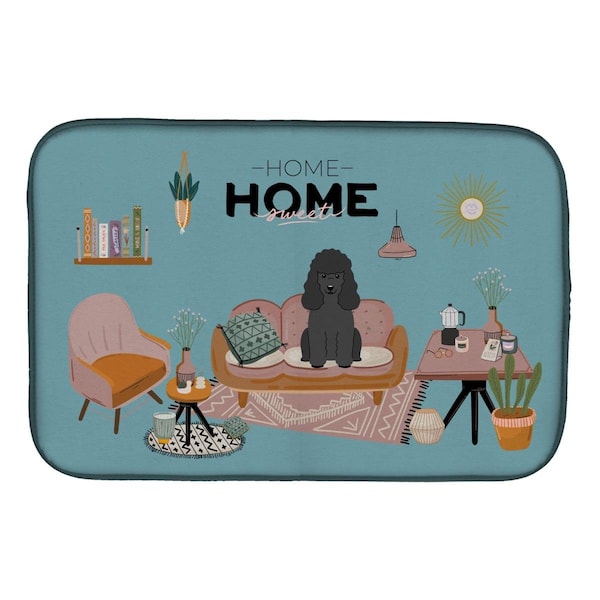 Carolines Treasures 14 x 21 in. Black Poodle Sweet Home Dish Drying Mat - CK7916DDM