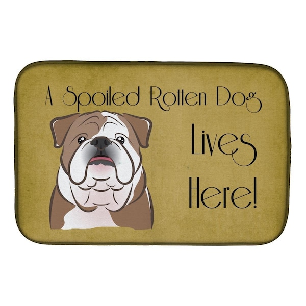 Carolines Treasures English Bulldog Spoiled Dog Lives Here Dish Drying Mat - BB1467DDM