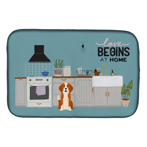 Carolines Treasures 14 x 21 in. English Foxhound Kitchen Scene Dish Drying Mat - CK7814DDM