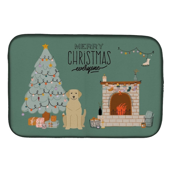 Carolines Treasures 14 x 21 in. Yellow Labrador Christmas Everyone Dish Drying Mat - CK7618DDM