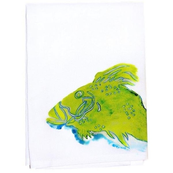 Betsy Drake Betsy Drake GT303 Green Fish Guest Towel - GT303