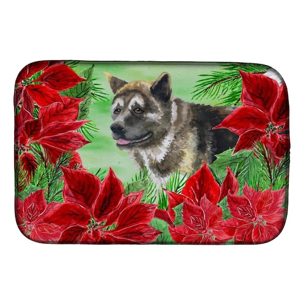 Carolines Treasures American Akita Poinsettas Dish Drying Mat - CK1317DDM