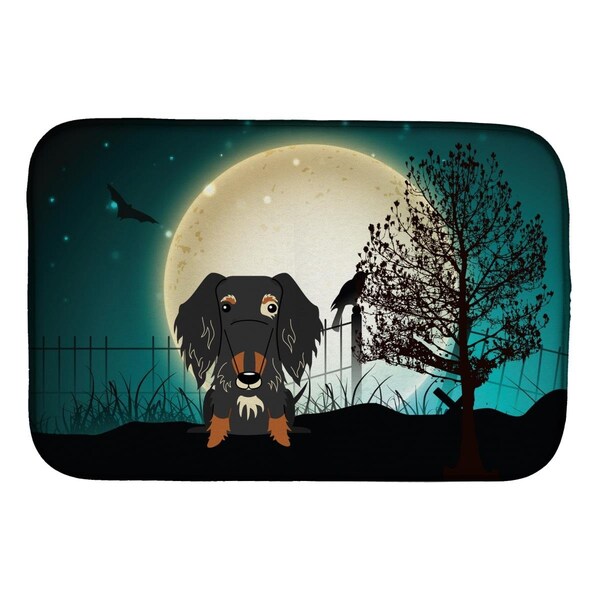Carolines Treasures Halloween Scary Wire Haired Dachshund Dapple Dish Drying Mat - BB2318DDM