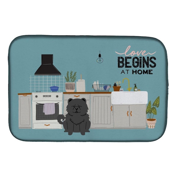 Carolines Treasures 14 x 21 in. Black Chow Chow Kitchen Scene Dish Drying Mat - CK7847DDM