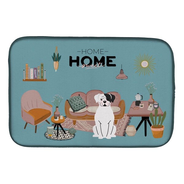 Carolines Treasures 14 x 21 in. White Boxer Sweet Home Dish Drying Mat - CK7959DDM