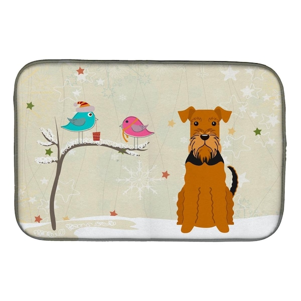 Carolines Treasures Christmas Presents Between Friends Airedale Dish Drying Mat - BB2513DDM